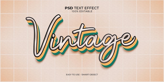 PSD vintage retro effect with futuristic and modern style