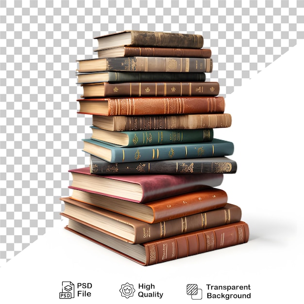 vintage stack of books isolated on transparent background