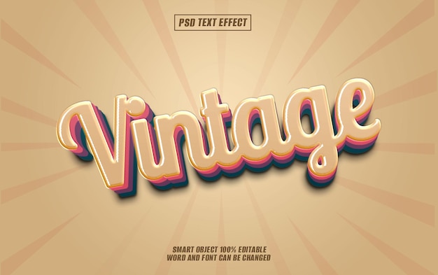 PSD vintage text effect font editable typography 3d text