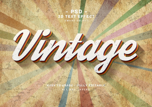 PSD a vintage text effect with a colorful background