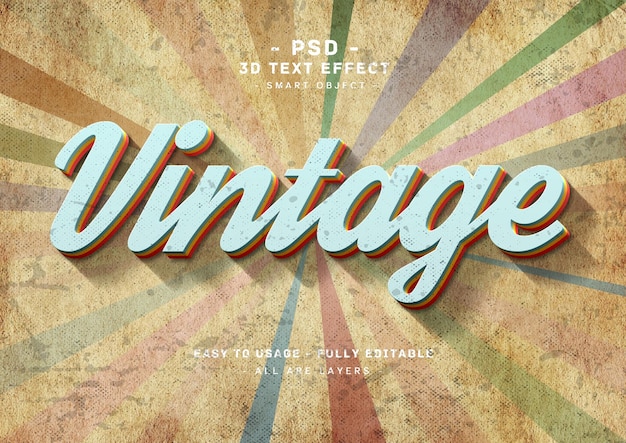 PSD a vintage text effect with a colorful background