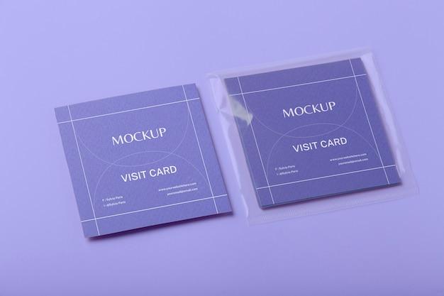 Visit card mockup in plastic bag