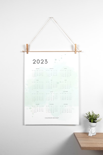 Wall hanging calendar mock-up design