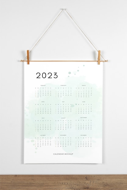 PSD wall hanging calendar mock-up design