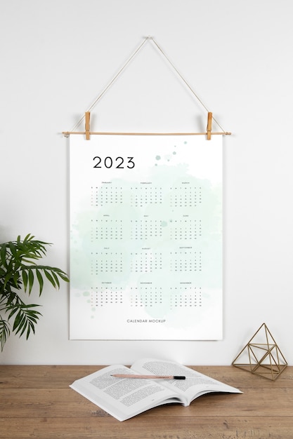 PSD wall hanging calendar mock-up design