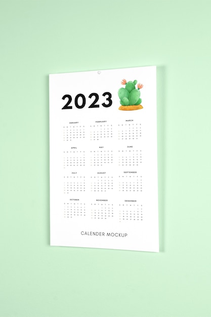 Wall hanging calendar mock-up design