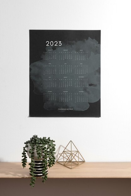 PSD wall hanging calendar mock-up design