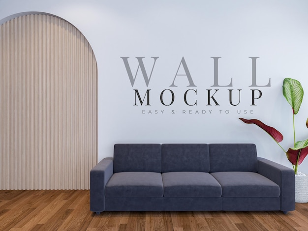 Wall mock up in modern interior living room with furniture and decoration Interior mockup 3d render