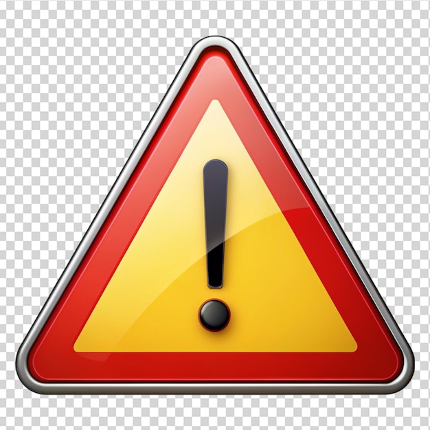 PSD warning sign isolated on transparent background