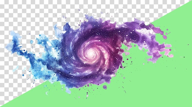 PSD a watercolor background with a purple galaxy and thetransparent background