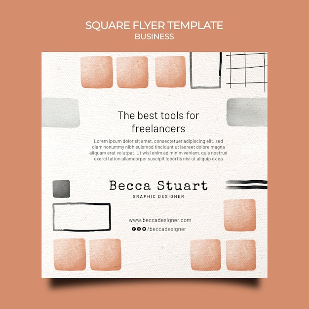 PSD watercolor business square flyer template