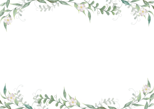 PSD watercolor floral frame on white background