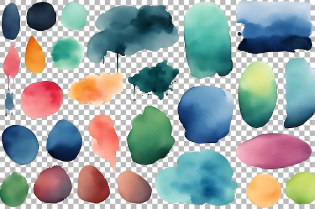 PSD watercolor ink brush collection on transparent background