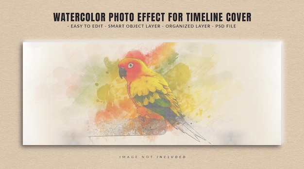 PSD watercolor photo effect for social media timeline cover