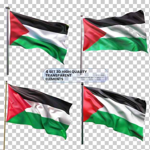 Waving flag of Palestine in Pales on transparent background