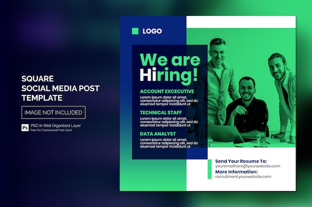 We are Hiring Job Vacancy Square Banner or Social Media Post Template