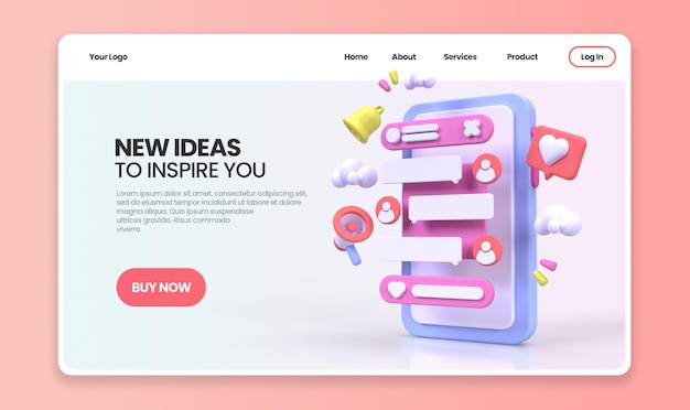 Web development for UI UX design concept illustration Landing page template business idea background