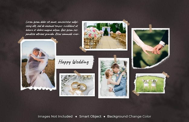 Wedding photo frame set mood board mockup