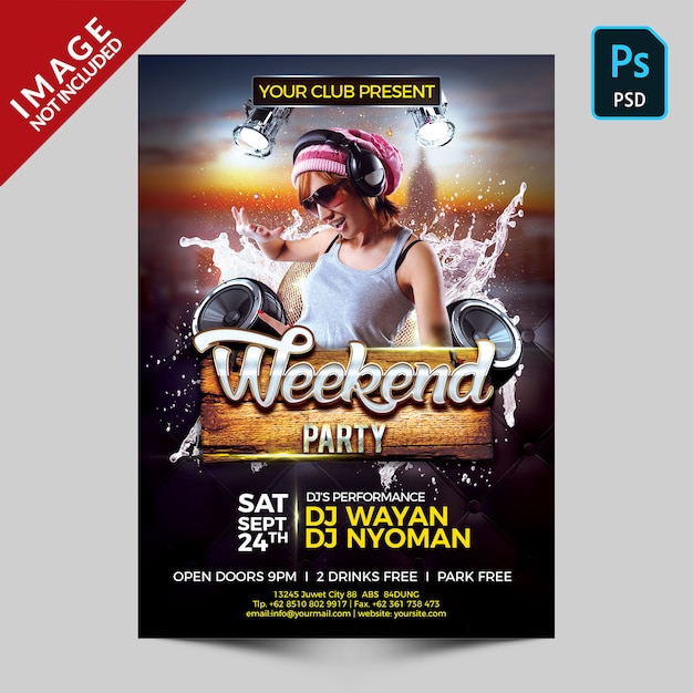 PSD weekend party flyer template