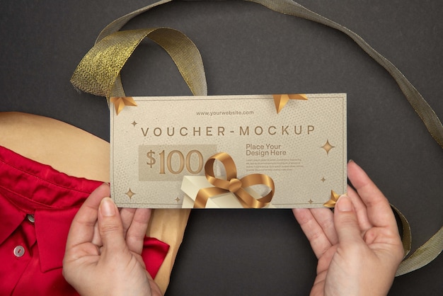 PSD weergave van mock-up van papieren winkelvoucher