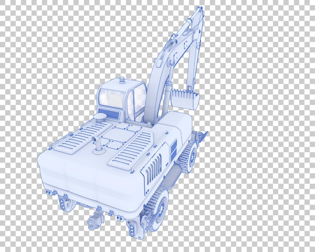 PSD wheel excavator on transparent background 3d rendering illustration