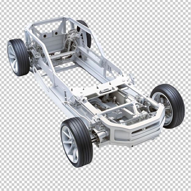 PSD white car chassis frame transparent background