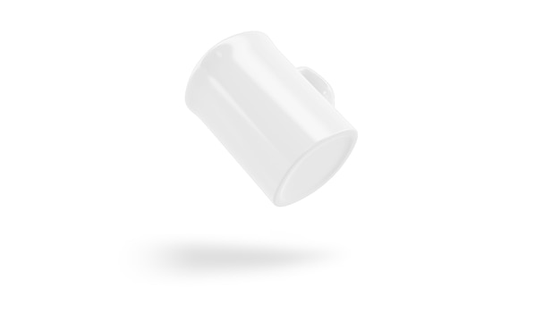 White ceramic cup mockup flying isolated