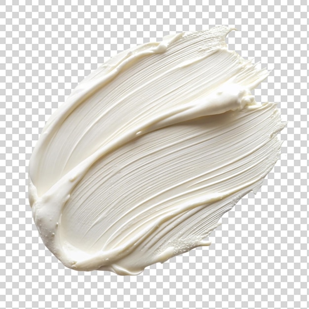 PSD white cream stroke of thick paint texture top view isolated on transparent background