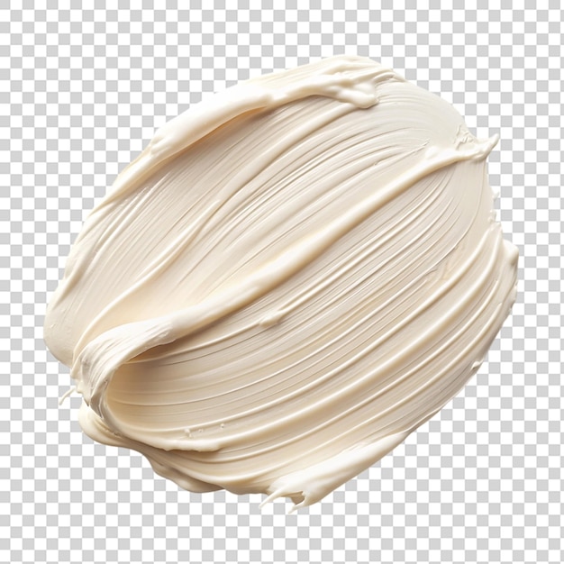 PSD white cream stroke of thick paint texture top view isolated on transparent background