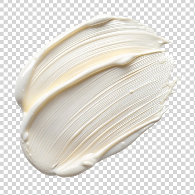 PSD white cream stroke of thick paint texture top view isolated on transparent background