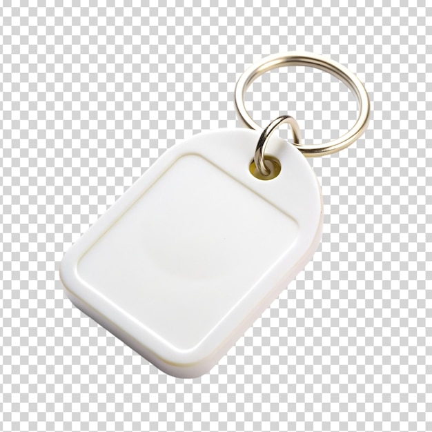 PSD a white keychain with a key ring on transparent background