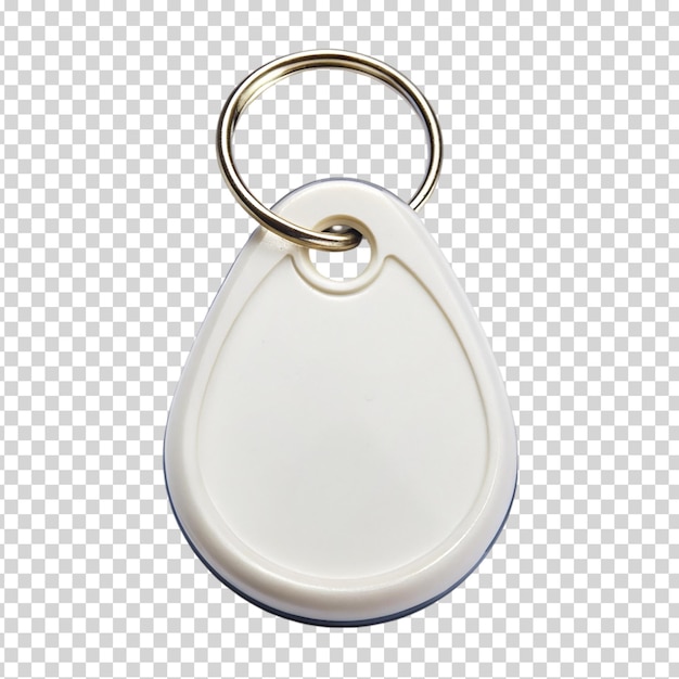 PSD a white keychain with a key ring on transparent background