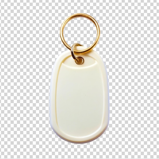 PSD a white keychain with a key ring on transparent background