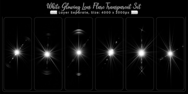 PSD white lens flare with abstract lens lights collection