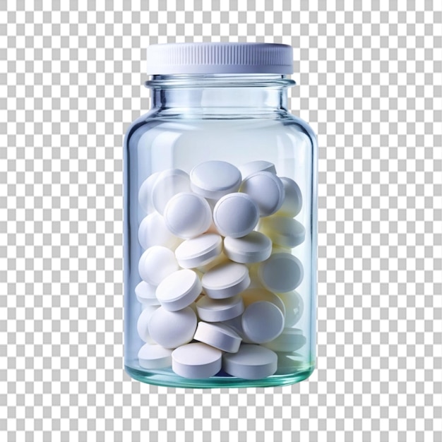 PSD white pills in a transparent jar