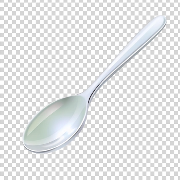 A white spoon with a long handle on transparent background