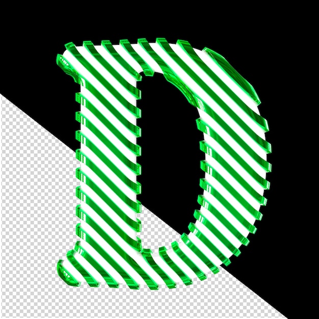 PSD white symbol with green diagonal ultra thin straps letter d