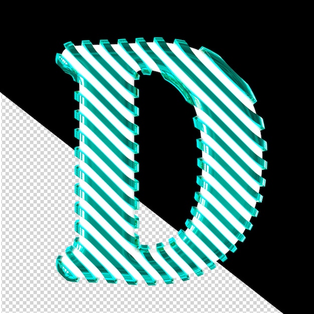 PSD white symbol with turquoise diagonal ultra thin straps letter d