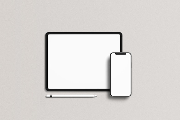 PSD a white tablet with a pen and a pen on it