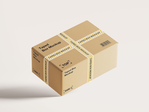 PSD white taped cardboard box mockup