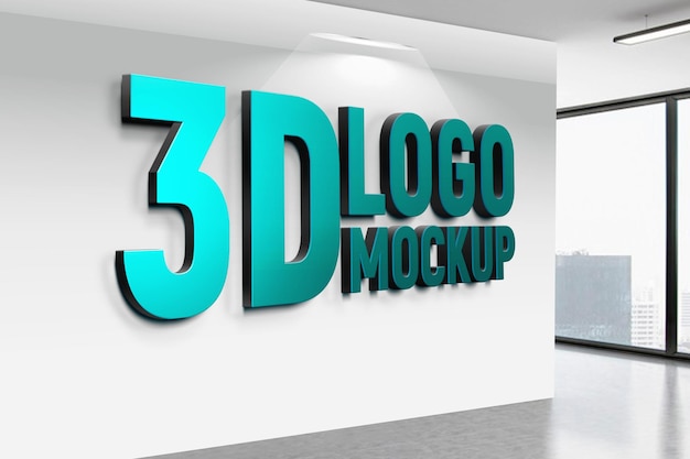 PSD white wall logo mockup