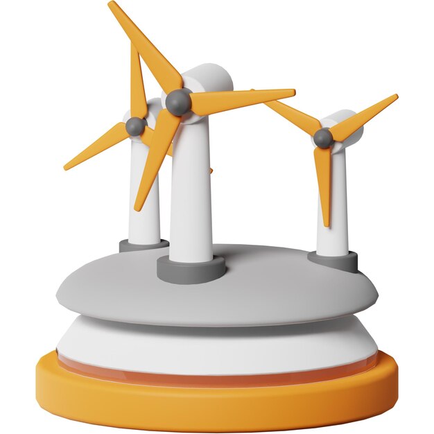 PSD windmill ecology sustainable nature 3d