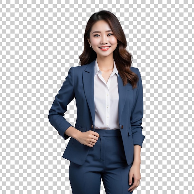 PSD a woman in a blue shirt and a blue shirt isolated on transparent background