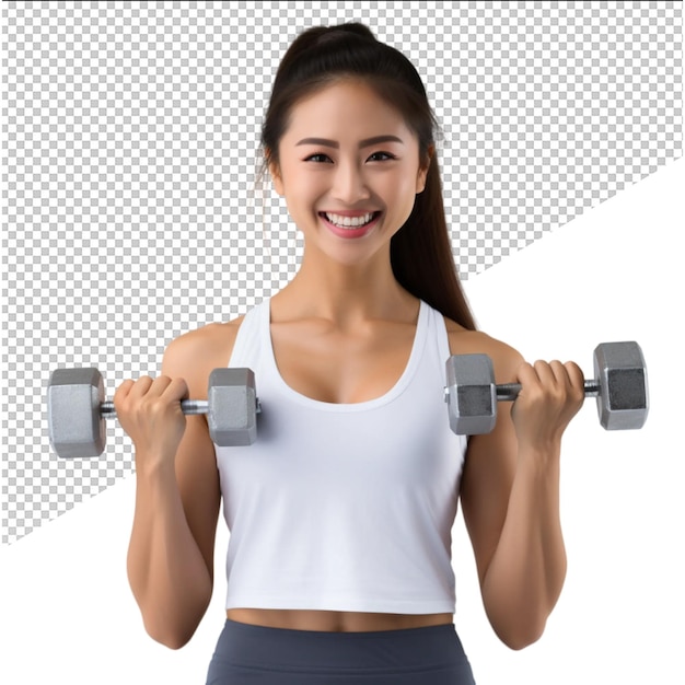 PSD a woman is holding a barbell with both hands