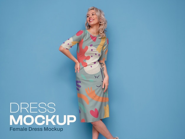 Woman modeling elegant dress with beautiful pattern