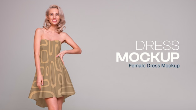 Woman modeling elegant dress with beautiful pattern