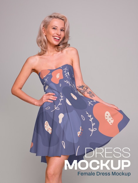 Woman modeling elegant dress with beautiful pattern