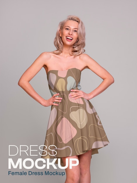 Woman modeling elegant dress with beautiful pattern