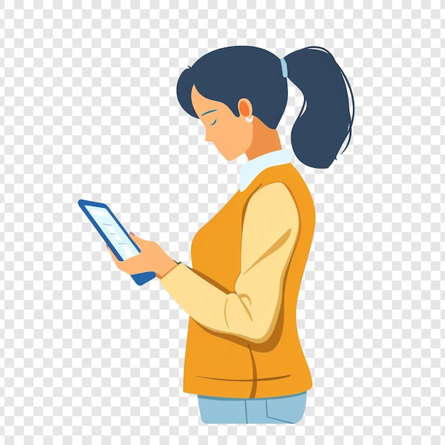 PSD woman using digital tablet