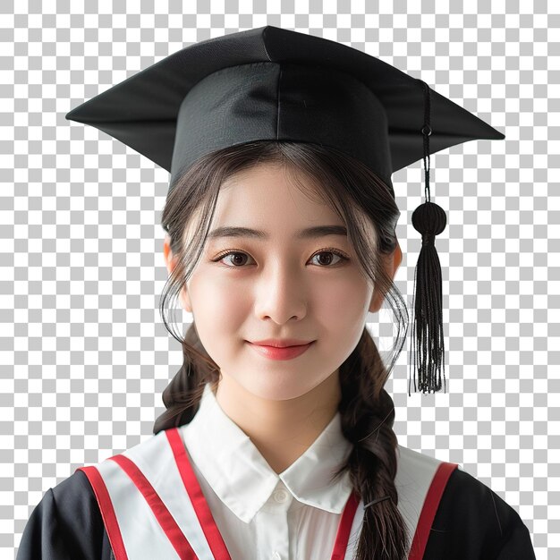 PSD a woman wearing a black graduation cap and gown